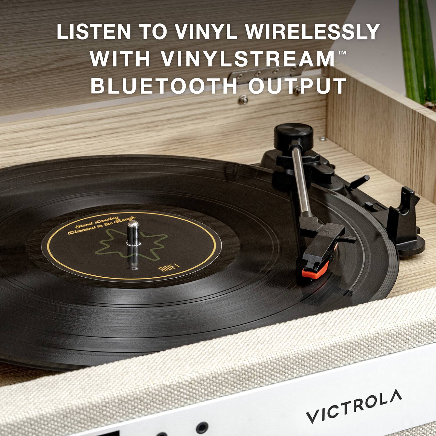 Listen to vinyl wirelessly with VinylStream Bluetooth output from Victrola.