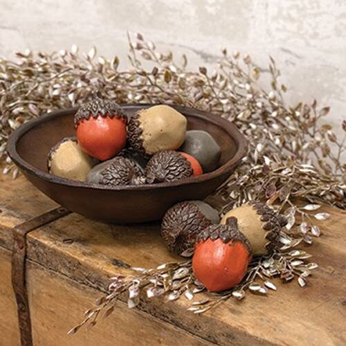 Left. BreeBe - 12/Set Resin Acorns in Crate - Multicolor.