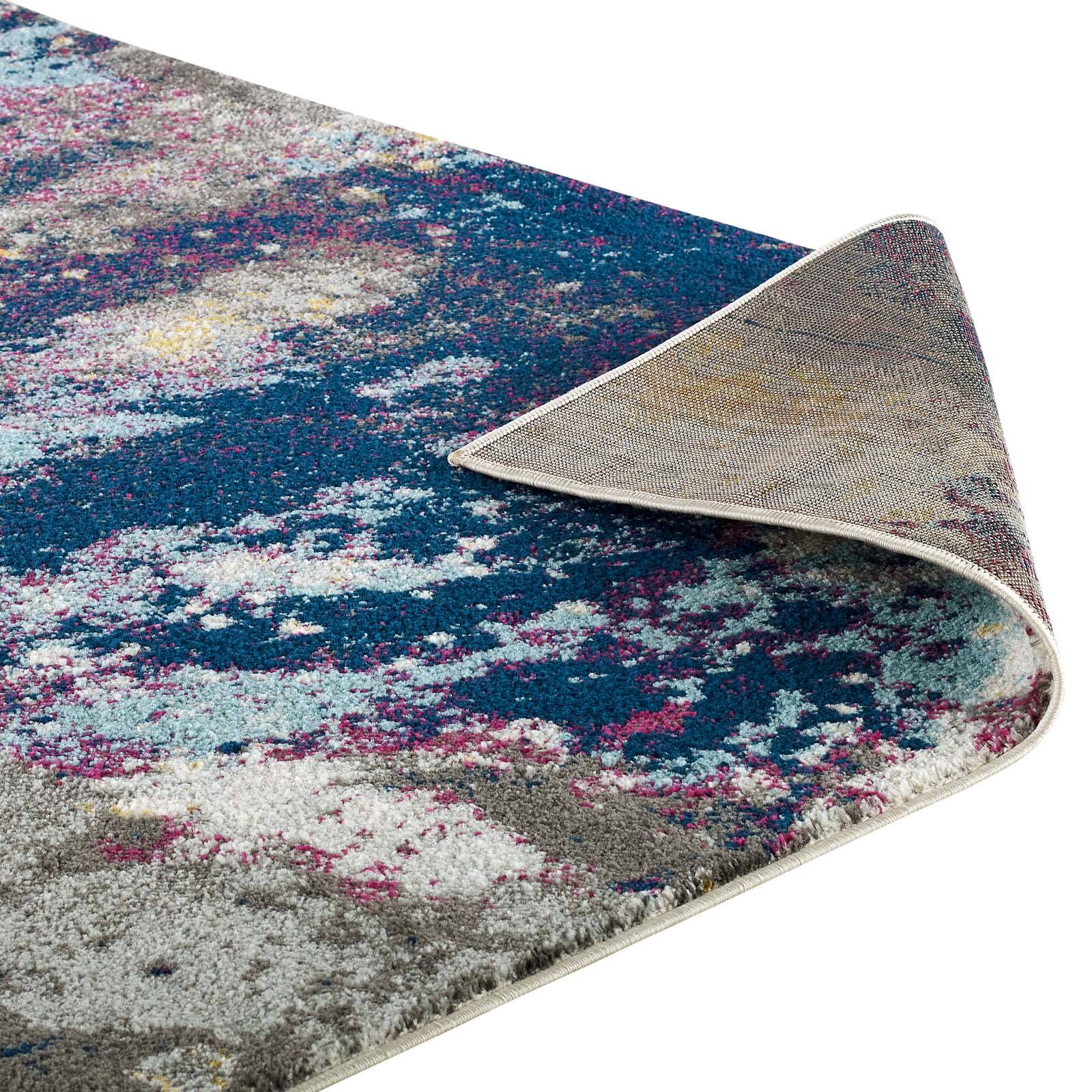 Alt View 4. Modway - Entourage Adeline Contemporary Modern Abstract Area Rug - Blue Gray Yellow Ivory Pink.