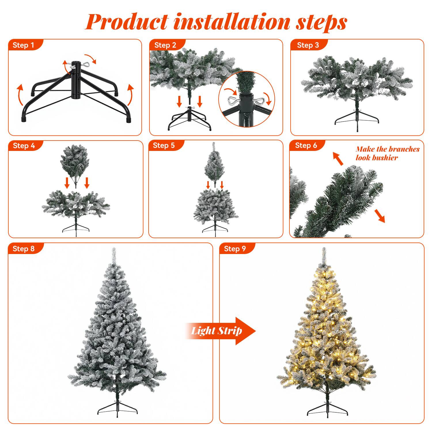 Product installation steps

Step 1: Product installation steps

Step 2

Step 3

Step 4

Step 5

Step 6: Make the branches look bushier

Step 7

Step 8

Step 9: Light Strip