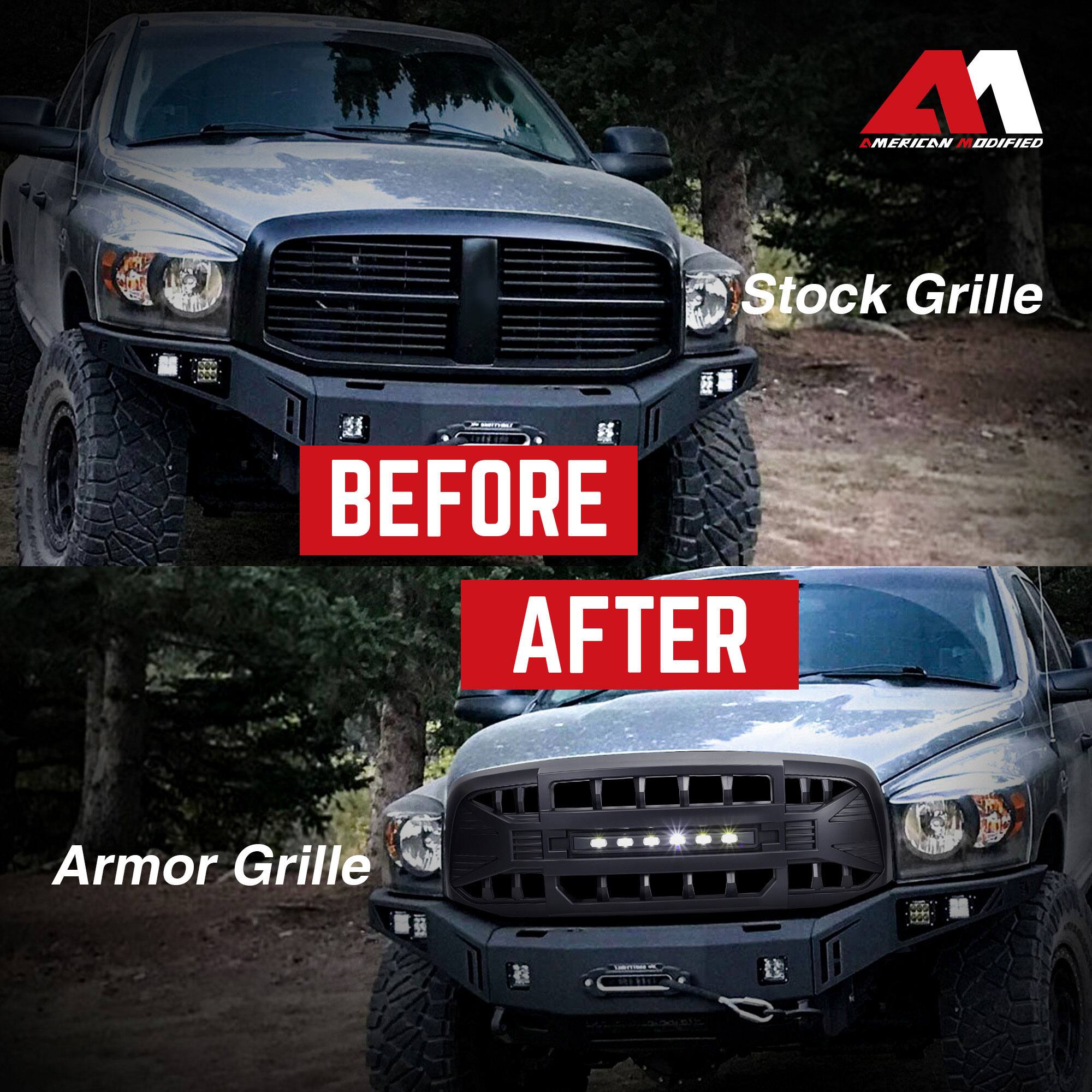 **Before**

Stock Grille

**After**

Armor Grille

American Modified
