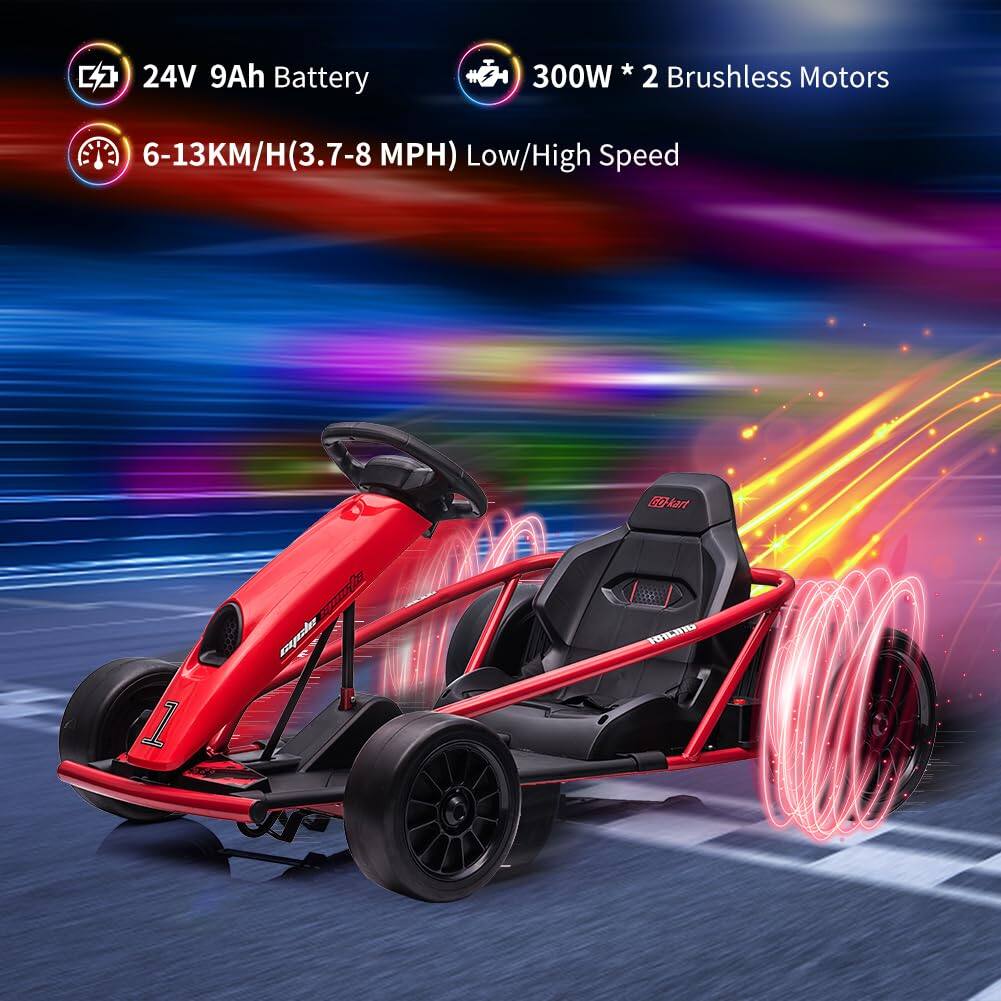 24V 9Ah Battery  
300W * 2 Brushless Motors  
6-13KM/H (3.7-8 MPH) Low/High Speed