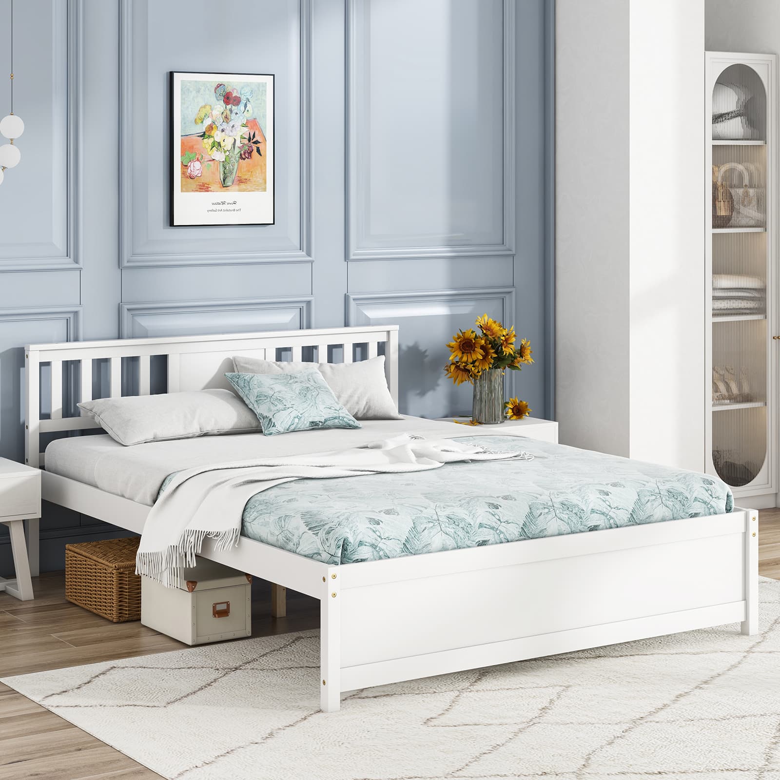 Gymax - Size Bed Frame w/ Headboard Wood Slat Support No Box Spring Needed - Queen