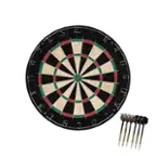 Front. MD Sports - MD Sports 18 in Sisal Dartboard with Staple-Free Bullseye and Steel Tip Dart Set Perfect Replacement Dartboard - Black / Green / Red.