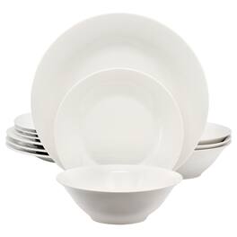 Gibson - Home Everyday 12 Piece Round Fine Ceramic Dinnerware Set - White
