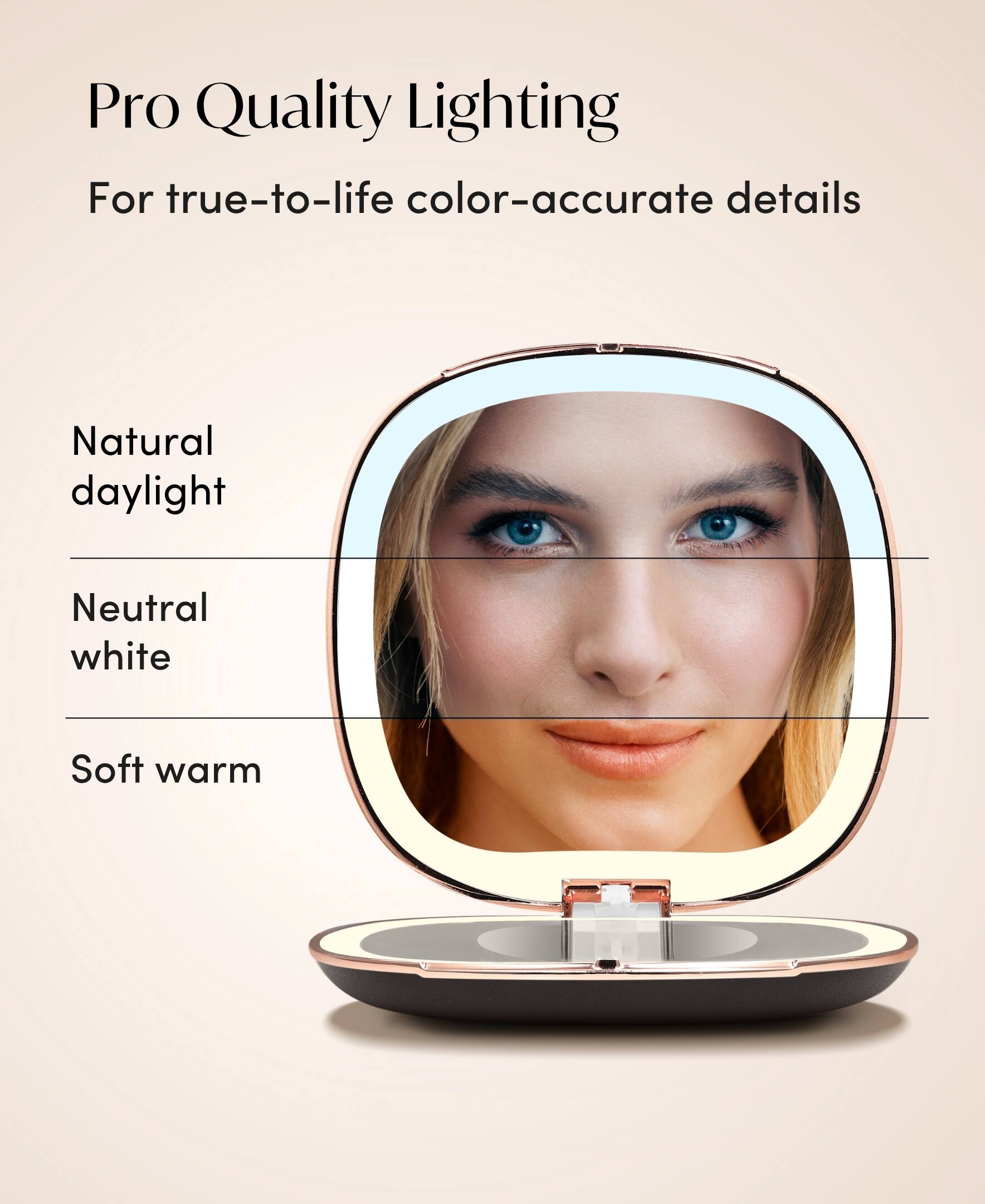 Pro Quality Lighting  
For true-to-life color-accurate details  
Natural daylight  
Neutral white  
Soft warm