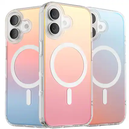 Front. Ornarto - ORNARTO for iPhone 17 Case 6.3", Compatible with MagSafe, Electroplated Iridescent Protective Phone Case-Sunset Red - Sunset Red.