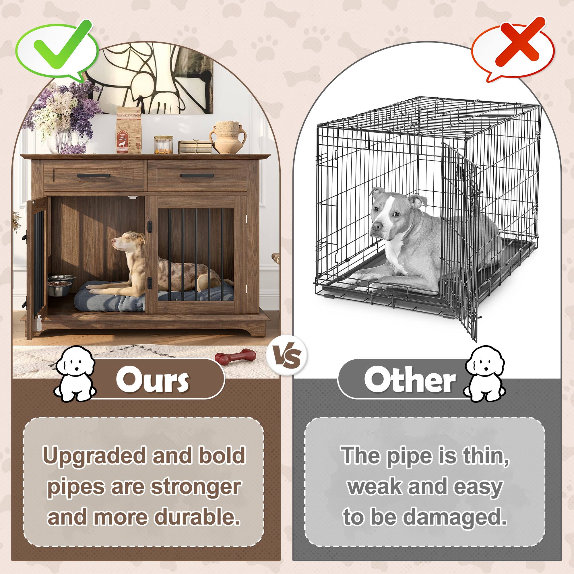 Ours VS Other

Upgraded and bold pipes are stronger and more durable.

The pipe is thin, weak and easy to be damaged.