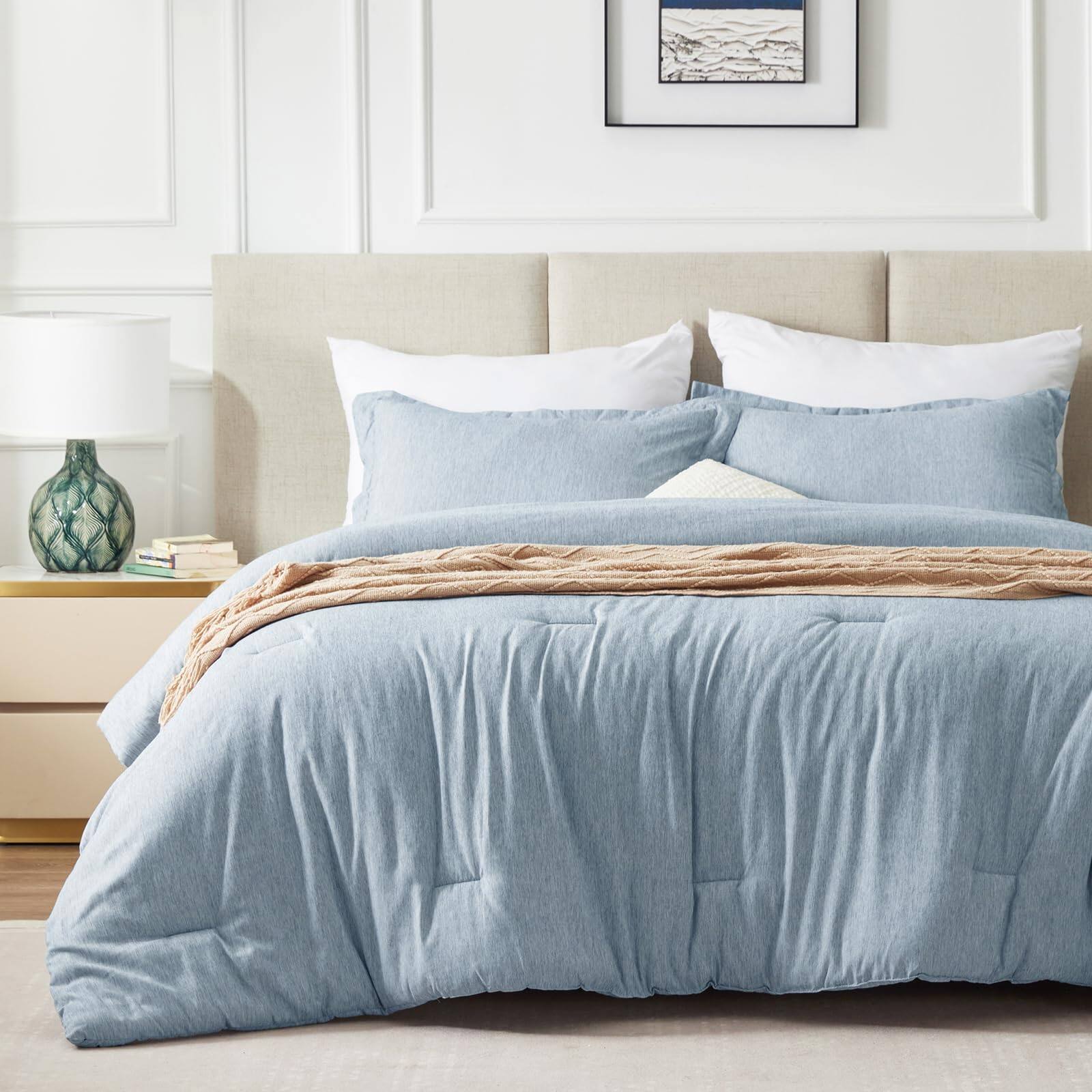 Alt View 8. NICHOLAS KLEIN - Full Set - Soft Luxury Cationic Dyeing Bedding For All Season Breathable Lightweight Fluffy Bed With 1 And ... - Beige Full.