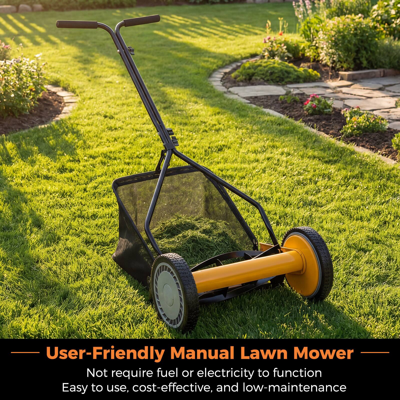 User-Friendly Manual Lawn Mower  
Not require fuel or electricity to function  
Easy to use, cost-effective, and low-maintenance