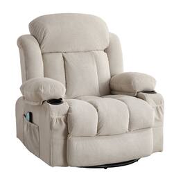 Boyel Living - Swinging Recliner Massage Heated Sofa with USB and 2 Cup Holders - Beige