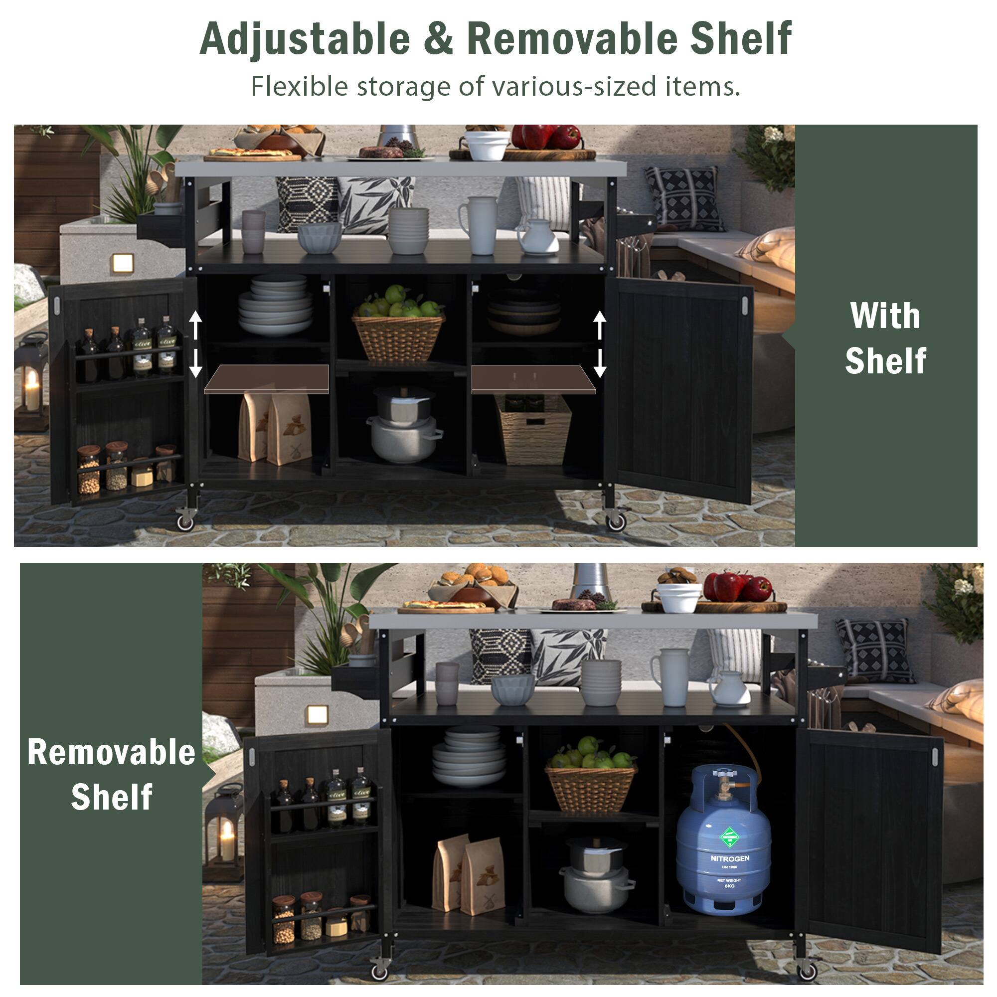 Adjustable & Removable Shelf  
Flexible storage of various-sized items.  

With Shelf  

Removable Shelf