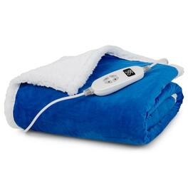 Costway - 60'' x 50''Heated Blanket Throw with 10 Heat Levels & 9 Hours Shut-off - Blue