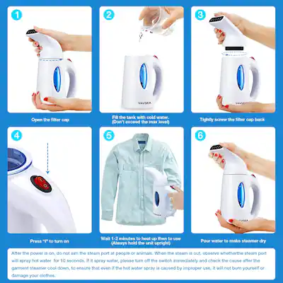 VAVSEA - Portable Clothes Steamer Garment Steamer Fast Heat Wrinkle Remover Auto Shut Off - White VAVSEA - Portable Clothes Steamer Garment Steamer Fast Heat Wrinkle Remover Auto Shut Off - White