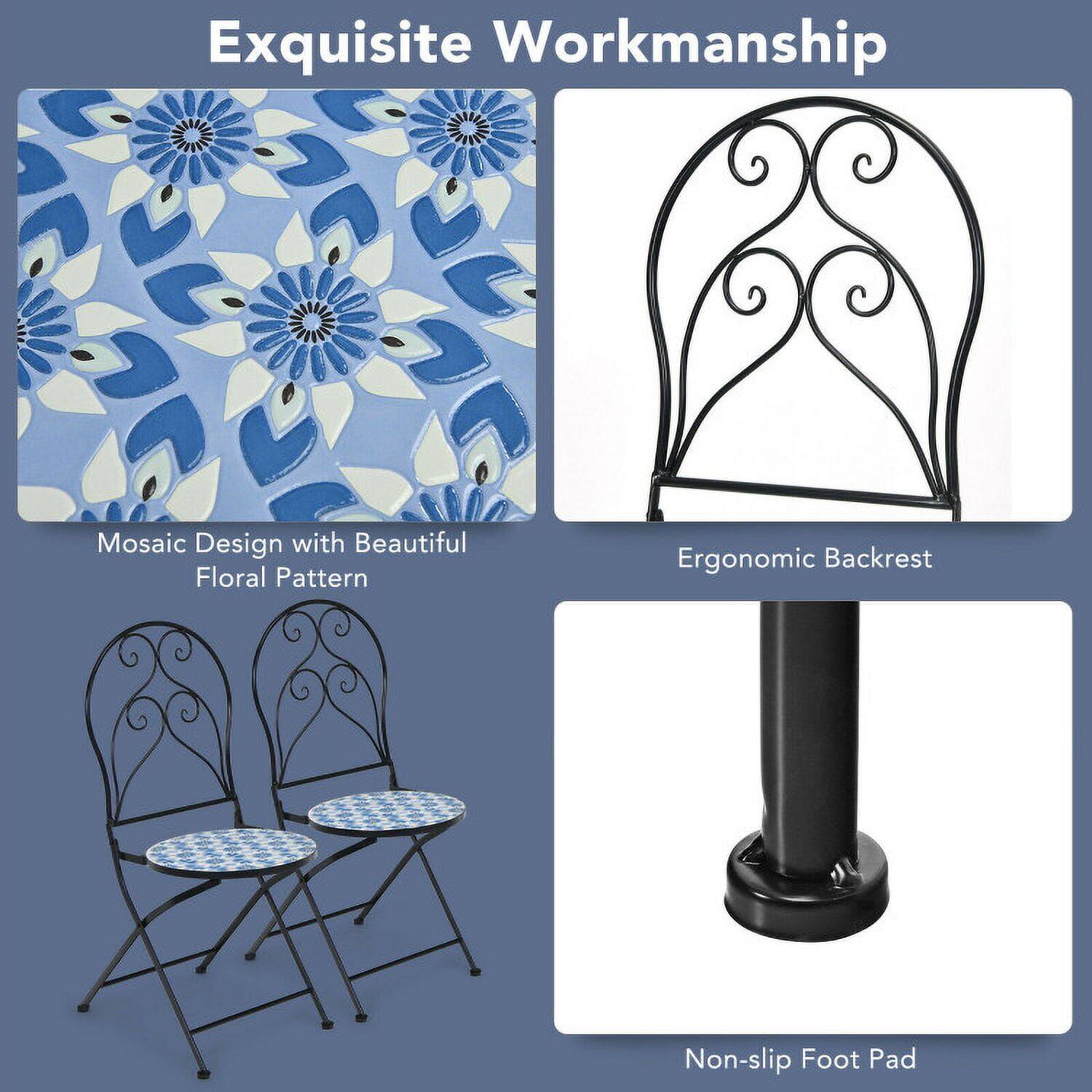 Exquisite Workmanship  
Mosaic Design with Beautiful Floral Pattern  
Ergonomic Backrest  
Non-slip Foot Pad