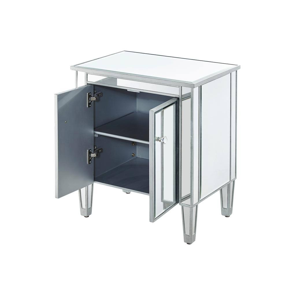 Back. Elegant Decor - Cabinet 2 doors 24in. W x 16in. D x 26in. H in antique silver paint - Antique Silver.