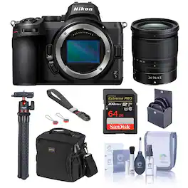 Bundle - Nikon - Z5 Mirrorless Camera with NIKKOR Z 24-70mm f/4 S Lens, with 64GB Memory Card, Alpine 160 Bag, MT-11 Tripod