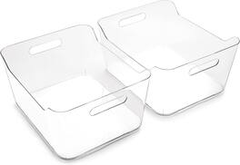 RTMB - X-Large Clear Plastic Storage Bins, 2-Pack, for Pantry or Cabinet Use