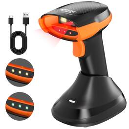 AGPtek - Bluetooth & 2.4GHz Wireless Barcode Scanner for Color Barcodes - Black Orange