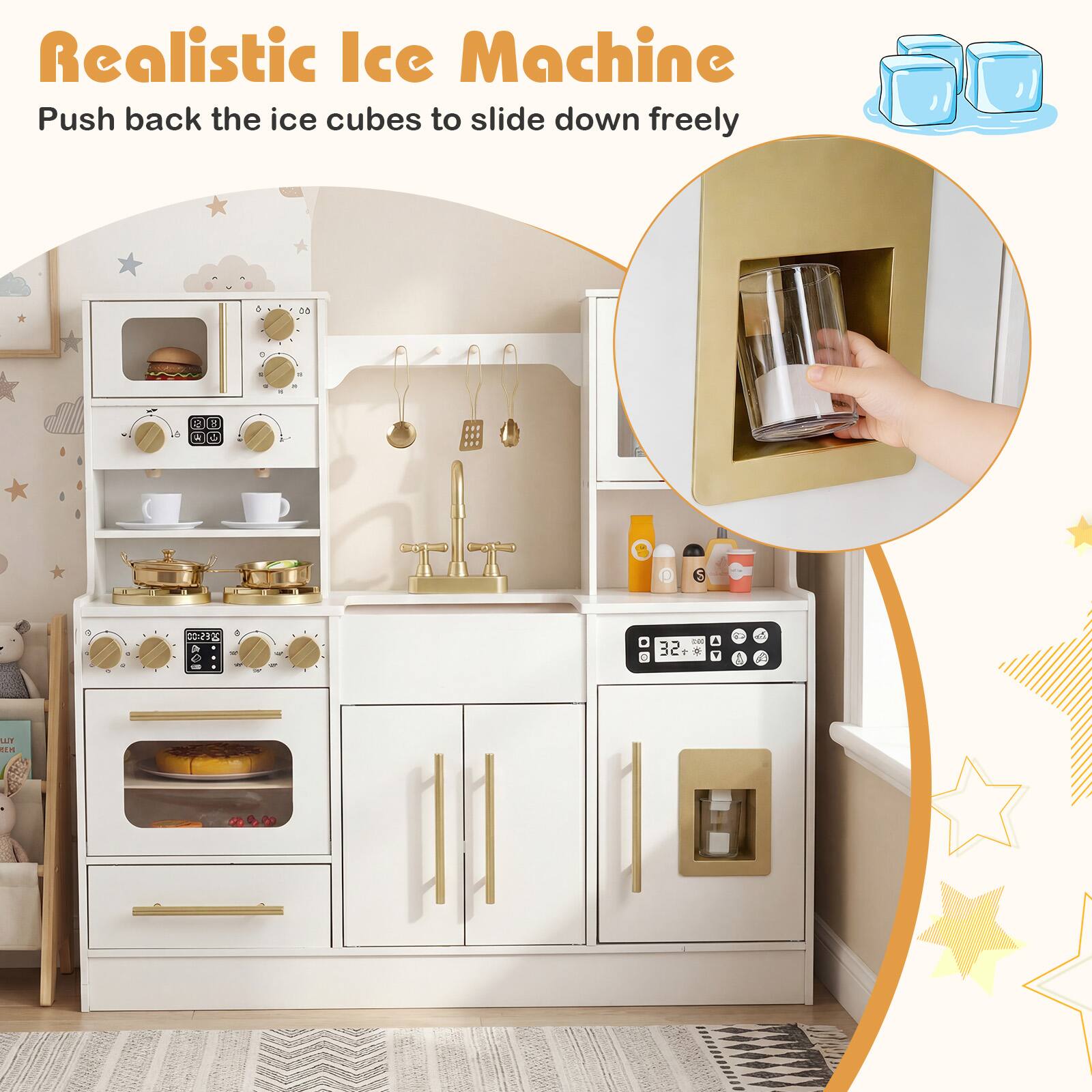 Realistic Ice Machine  
Push back the ice cubes to slide down freely