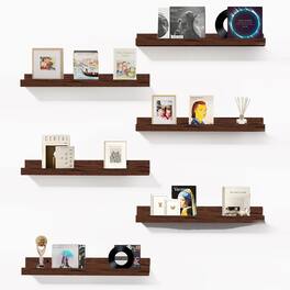 Mifurn - 6 Pack 16 in Picture Ledge Wall Shelves, Modern Floating Bookshelves for Living Room, Bedroom & Nursery Display - Walnut-like
