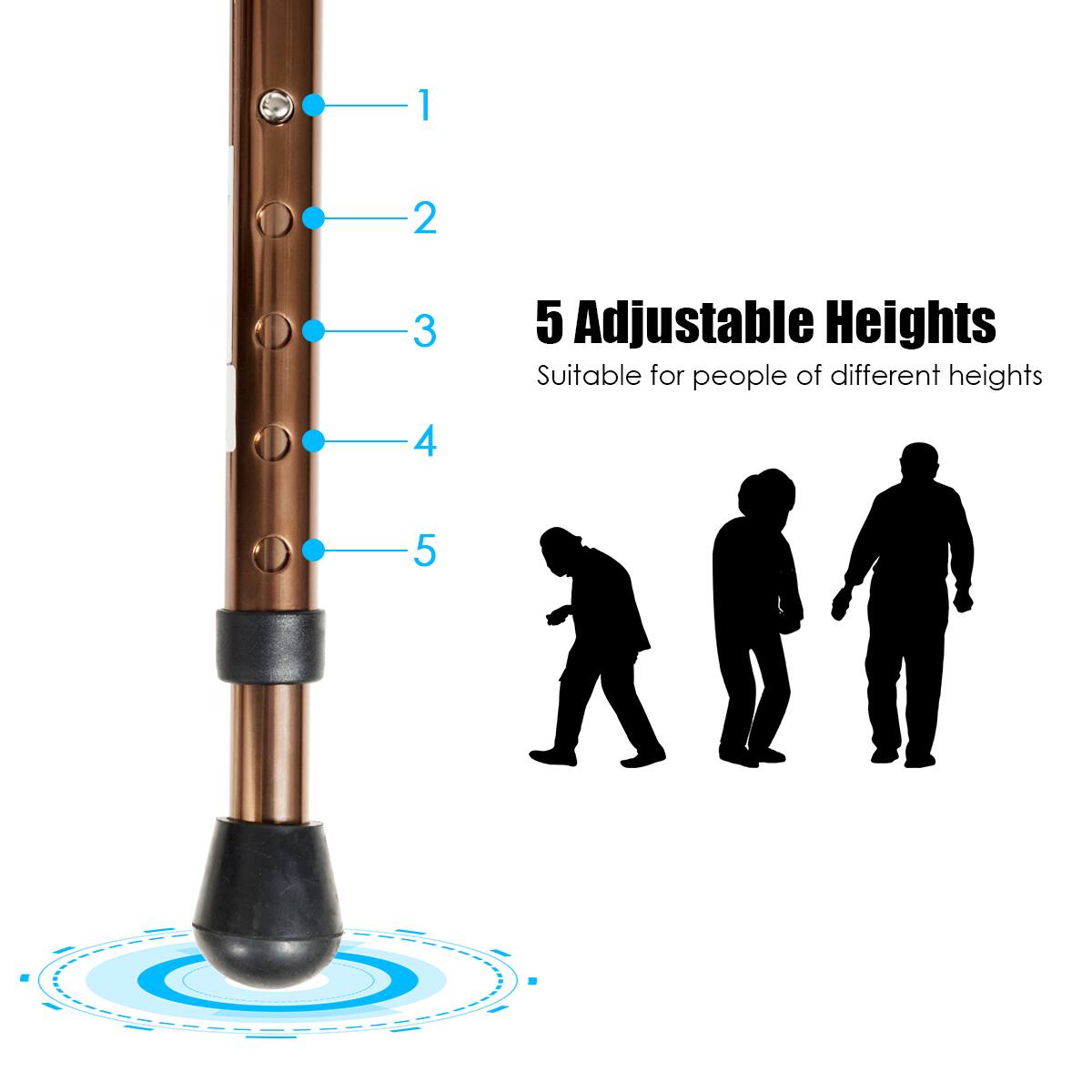 1 2 3 4 5 Adjustable Heights Suitable for people of different heights