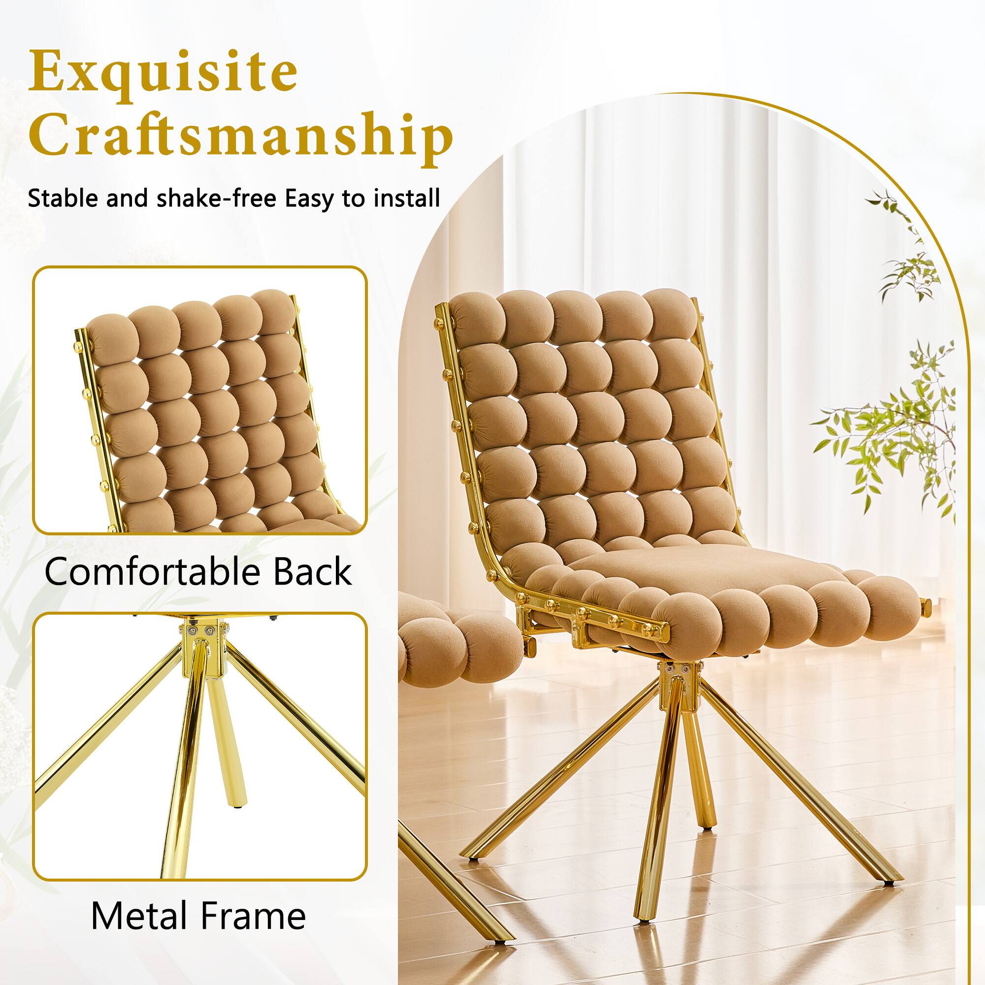 Exquisite Craftsmanship  
Stable and shake-free  
Easy to install  
Comfortable Back  
Metal Frame