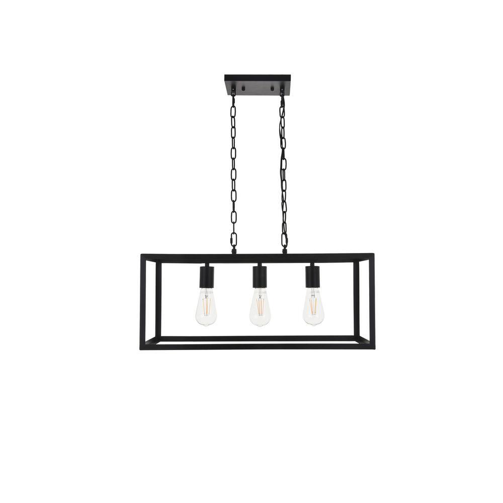 Alt View 8. Living District - Resolute 3 light black Pendant - Black.