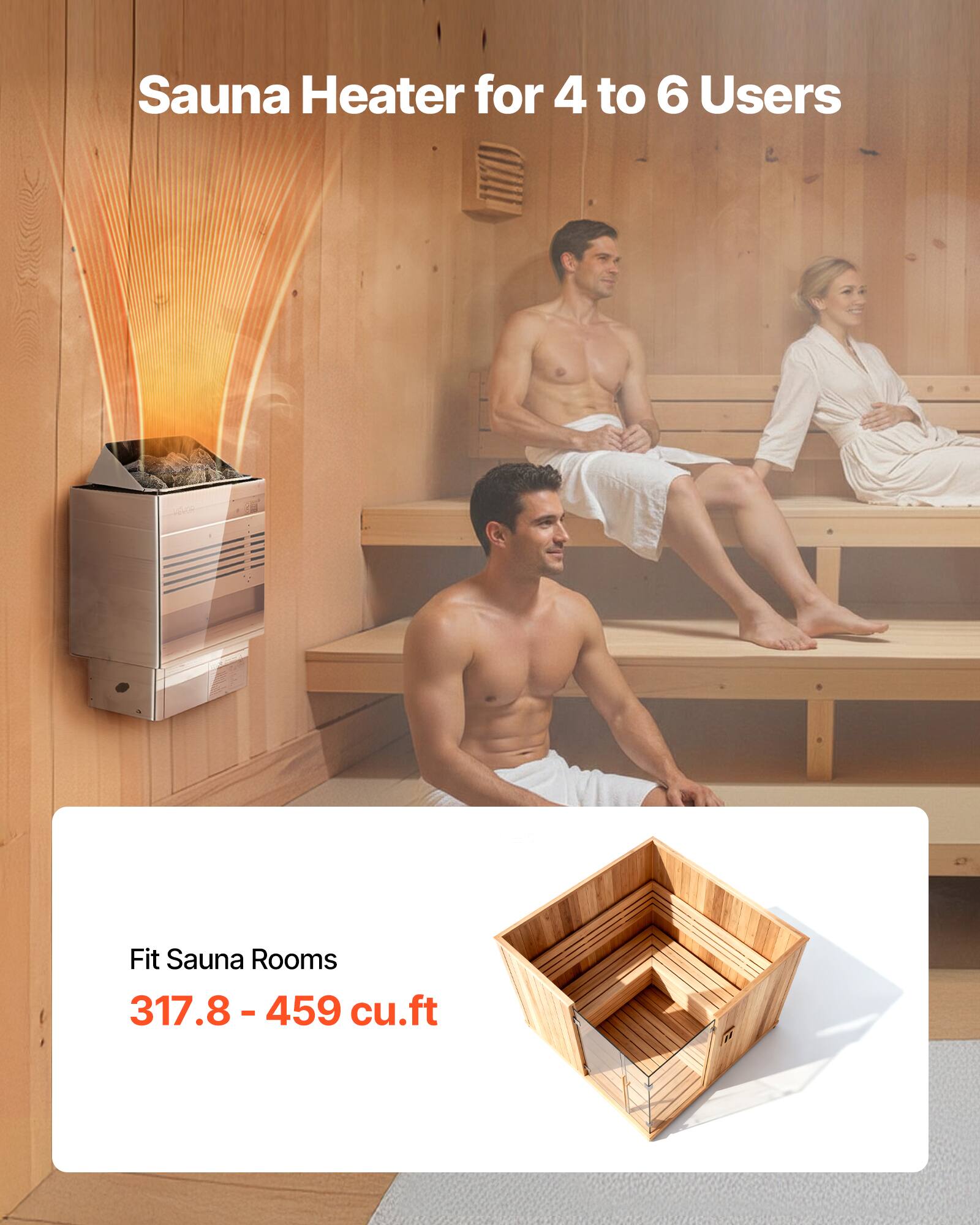 Sauna Heater for 4 to 6 Users

Fit Sauna Rooms 317.8 - 459 cu.ft