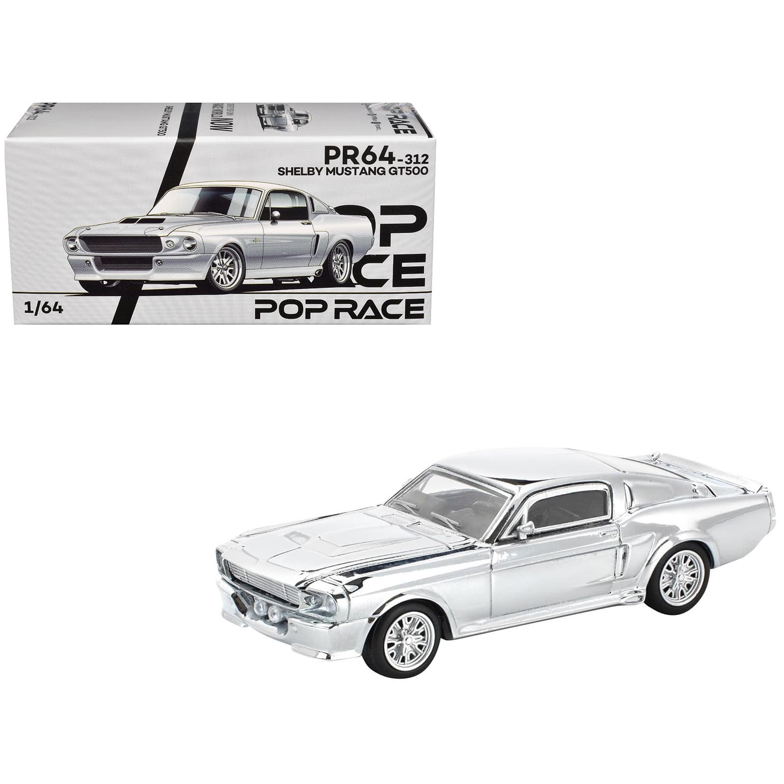 Shelby Mustang GT500 Silver Chrome 1/64 Diecast Model Car by Pop Race price history on PriceWatchPro