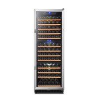 Lanbo - 24 Inch 143 Bottle Triple Zone Wine Cooler with Precision Temperature Controls and Double-Layer Glass Door - Black - Front_Zoom