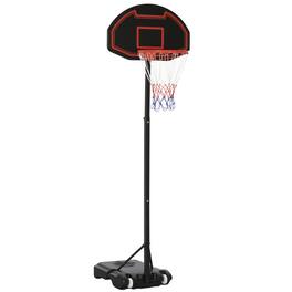 Soozier - Portable Basketball Hoop Stand, 5.1-6.9ft Height-Adjustable Basketball System with 29'' Backboard and Wheels - Black