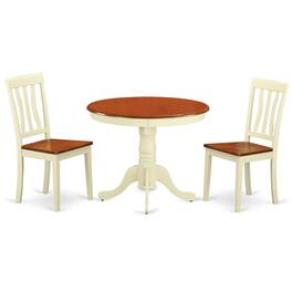 East West Furniture - 3 Pc Kitchen nook Dining set-Kitchen Table and 2 Chairs for Dining room - Buttermilk & Cherry