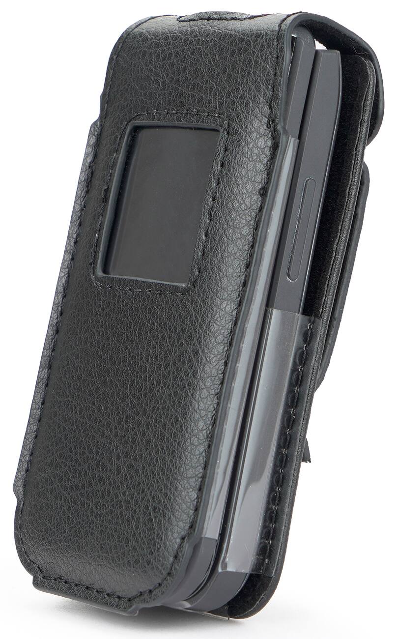 Alt View 2. Nakedcellphone - Case for Nokia 2720 V Flip Phone, 2720V - Vegan Leather with Belt Clip - Black.