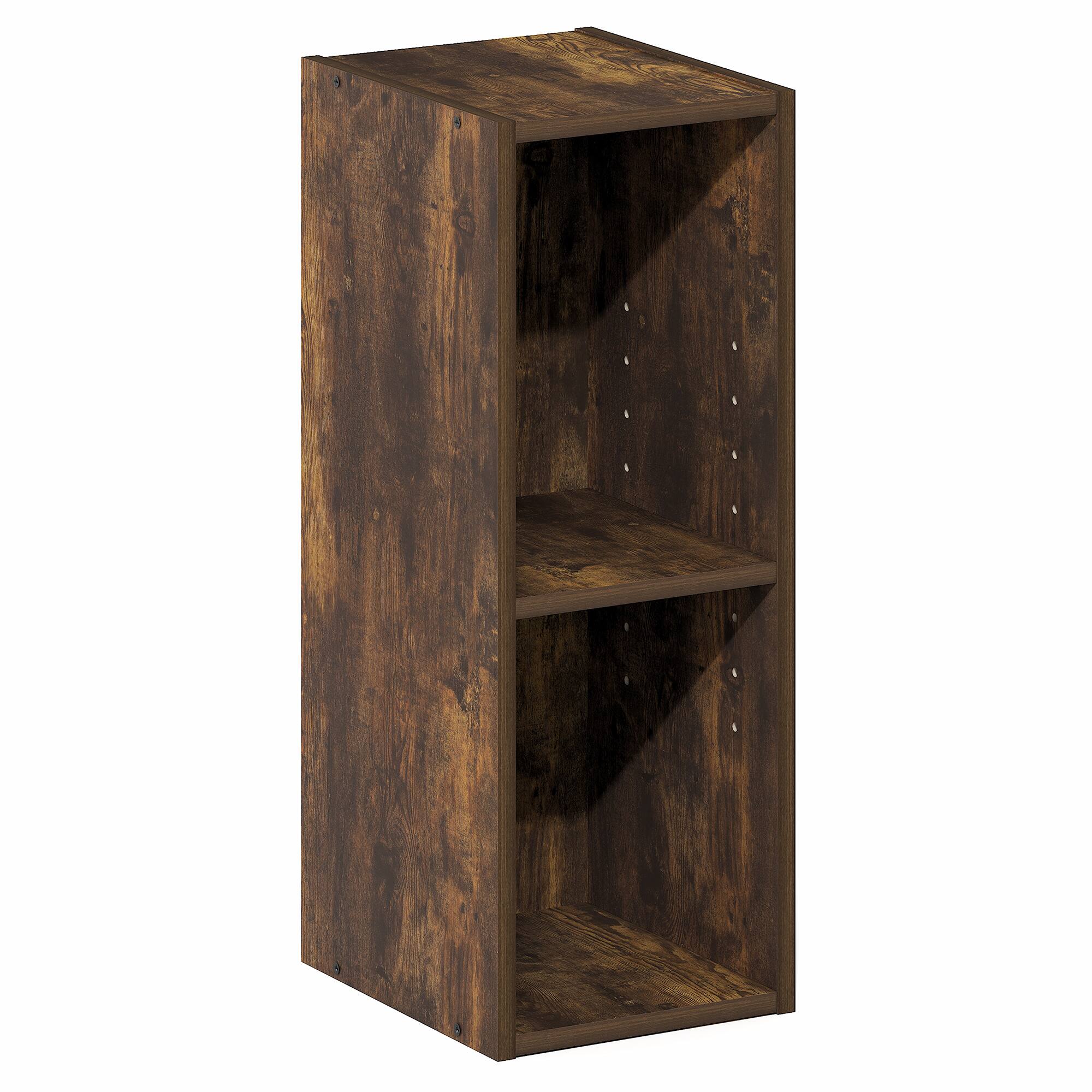 Alt View 4. Furinno - FULDA Book Shelf, Narrow Bookshelf, Bookcase with 8-In Width Storage Shelf, for Living Room, Bedroom, Home Office - Amber Pine.