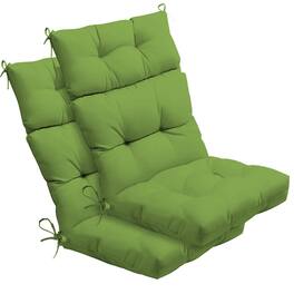 Chateau Abodes - 2-Pack Outdoor High Back Chair Cushions, 44"x22"x4" Fade-Resistant Waterproof Tufted Pads with Ties - Green