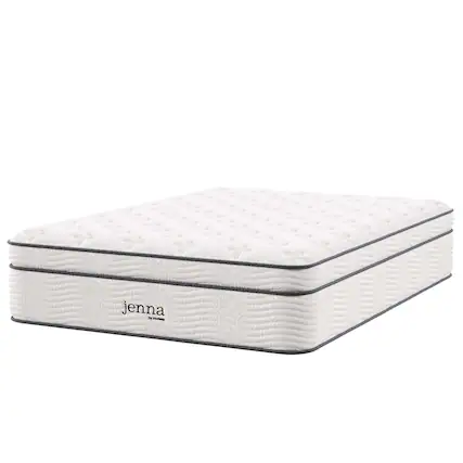 Front. Modway - Jenna 14" Innerspring and Foam Full Mattress by Modway - White.
