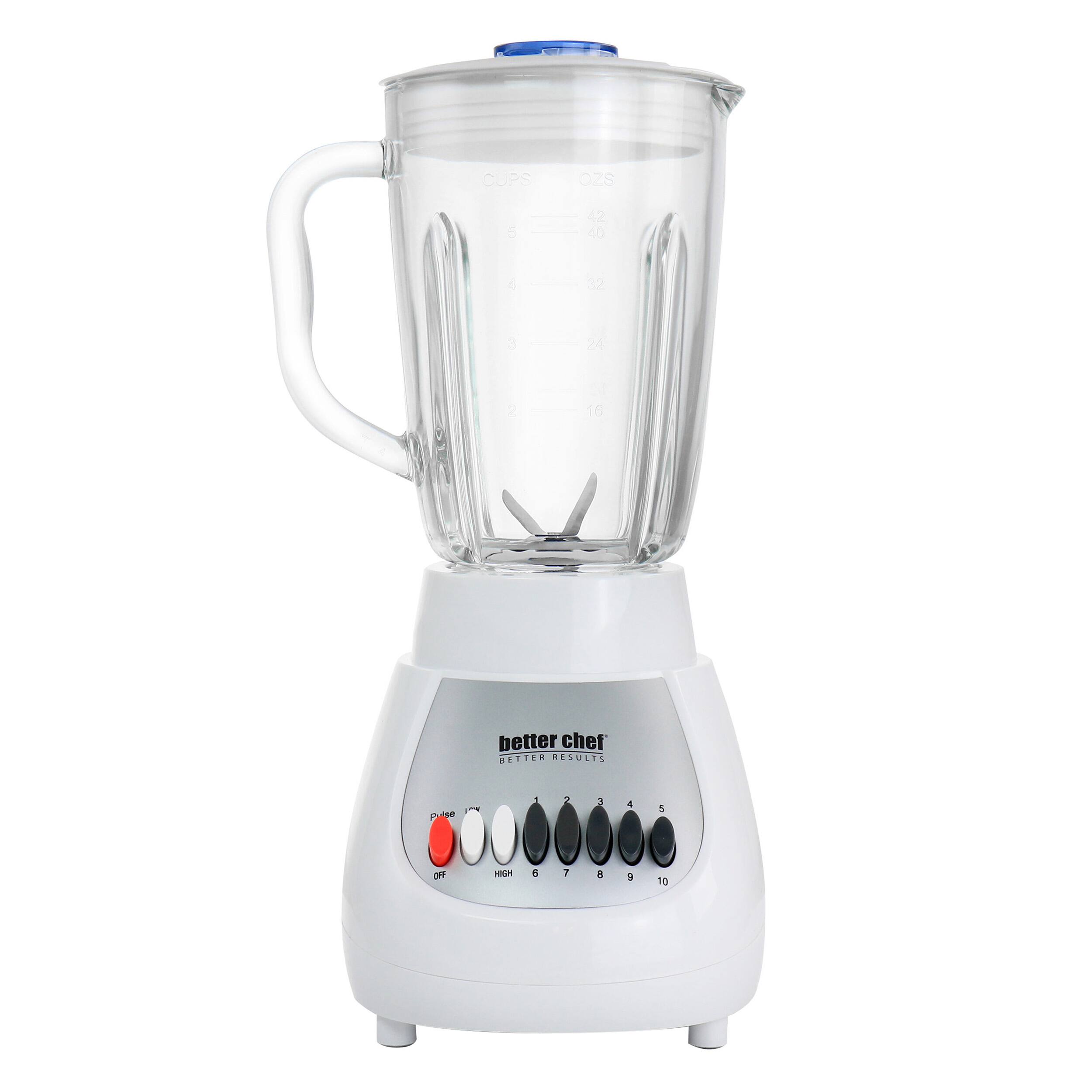 Better Chef - 10-Speed 350 Watt 42 Ounce Glass Jar Blender/Silver - White