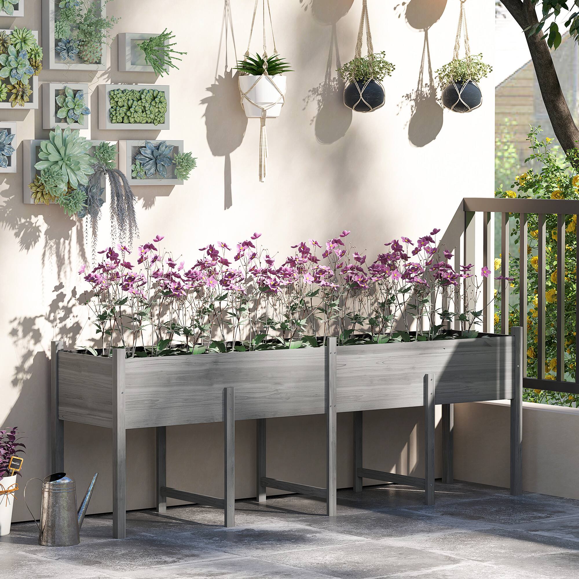 Alt View 1. Outsunny - Raised Garden Bed, Large Elevated Planter Box with Legs, Bed Liner and Drain Holes - Gray.