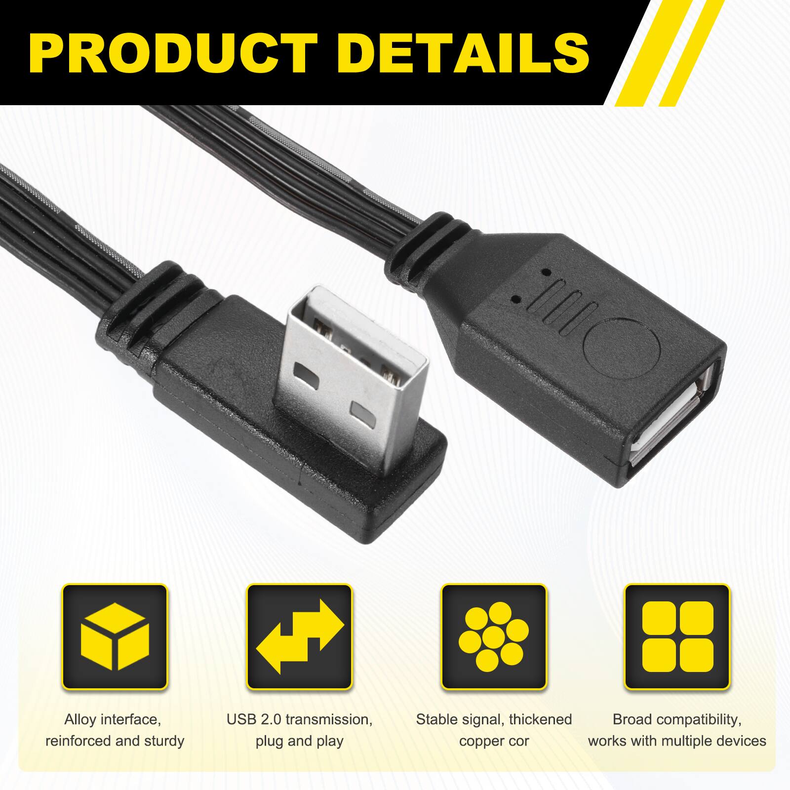 PRODUCT DETAILS

- Alloy interface, reinforced and sturdy
- USB 2.0 transmission, plug and play
- Stable signal, thickened copper core
- Broad compatibility, works with multiple devices