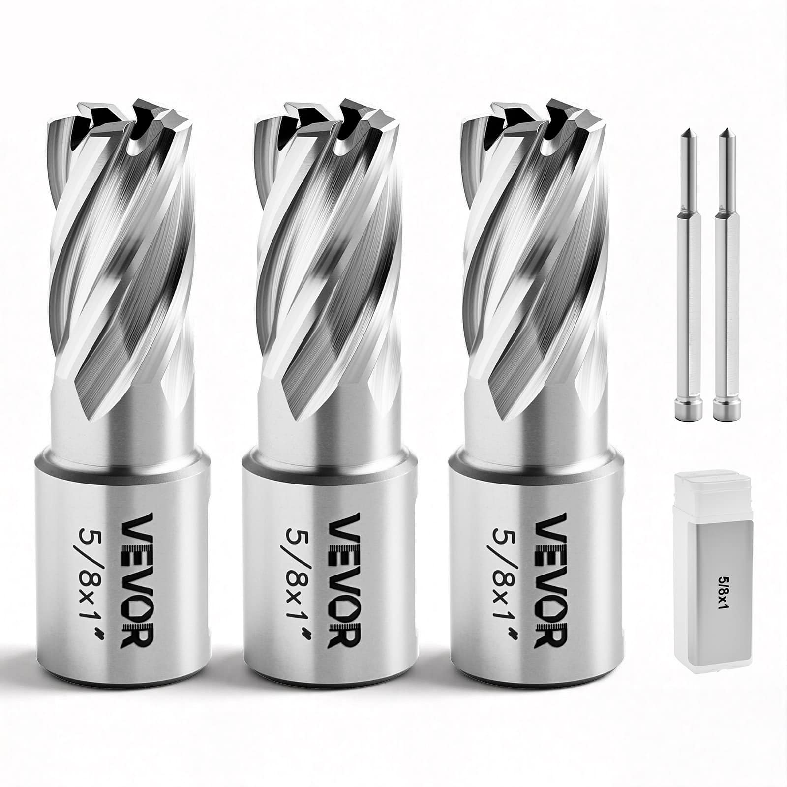 "VEVOR - Annular Cutter Set, 5 pcs Weldon Shank Mag Drill Bits Kit, 1"" Cutting Depth, 5/8"" Cutting Diameter, HSS - Silver" price history on PriceWatchPro