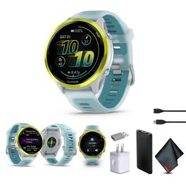 Garmin - Forerunner 570 Running Smartwatch, 47MM, Amp Yellow Aluminum with Translucent Whitestone/Turquoise Band Bundle - Yellow - (2025)