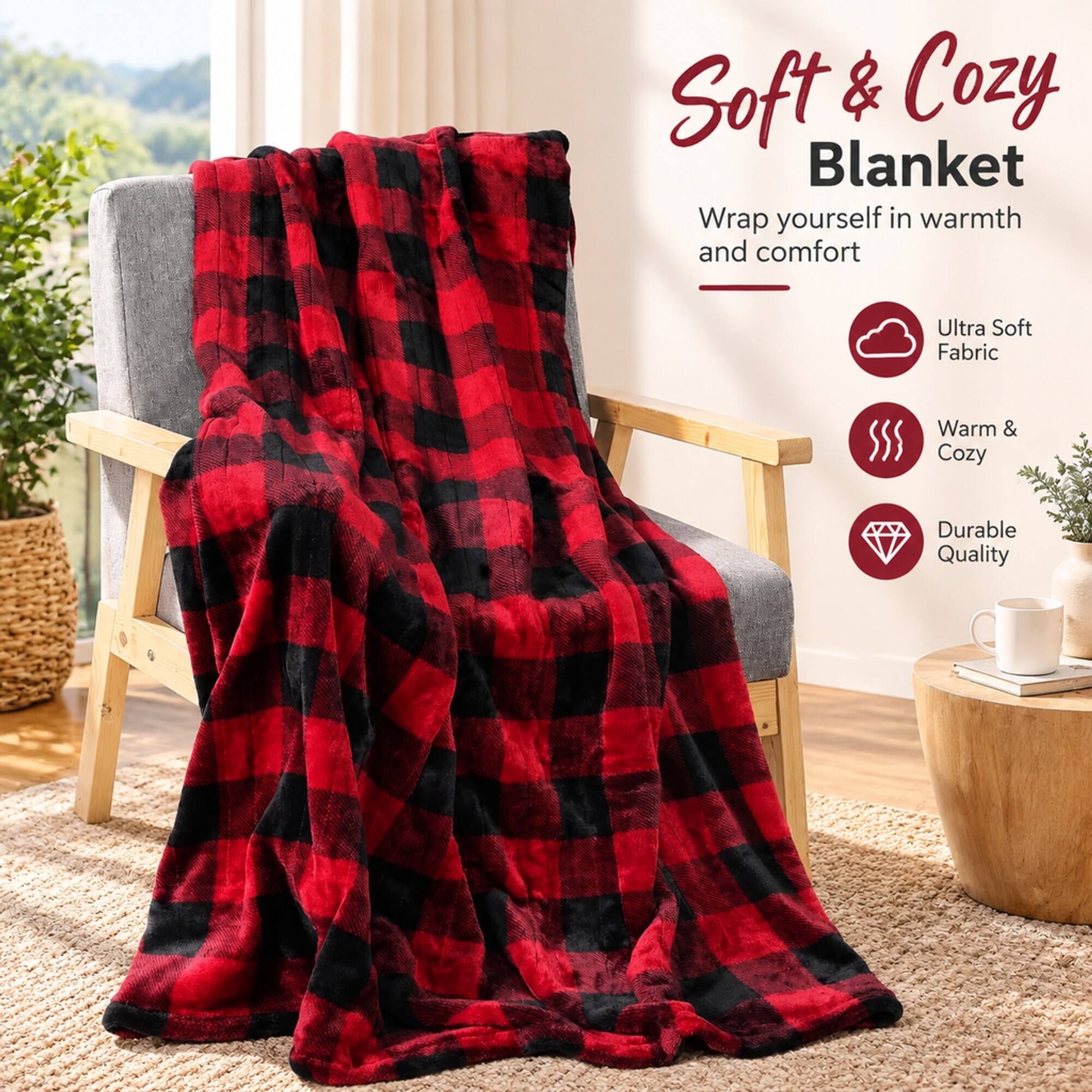 Soft & Cozy Blanket  
Wrap yourself in warmth and comfort  

Ultra Soft Fabric  
Warm & Cozy  
Durable Quality