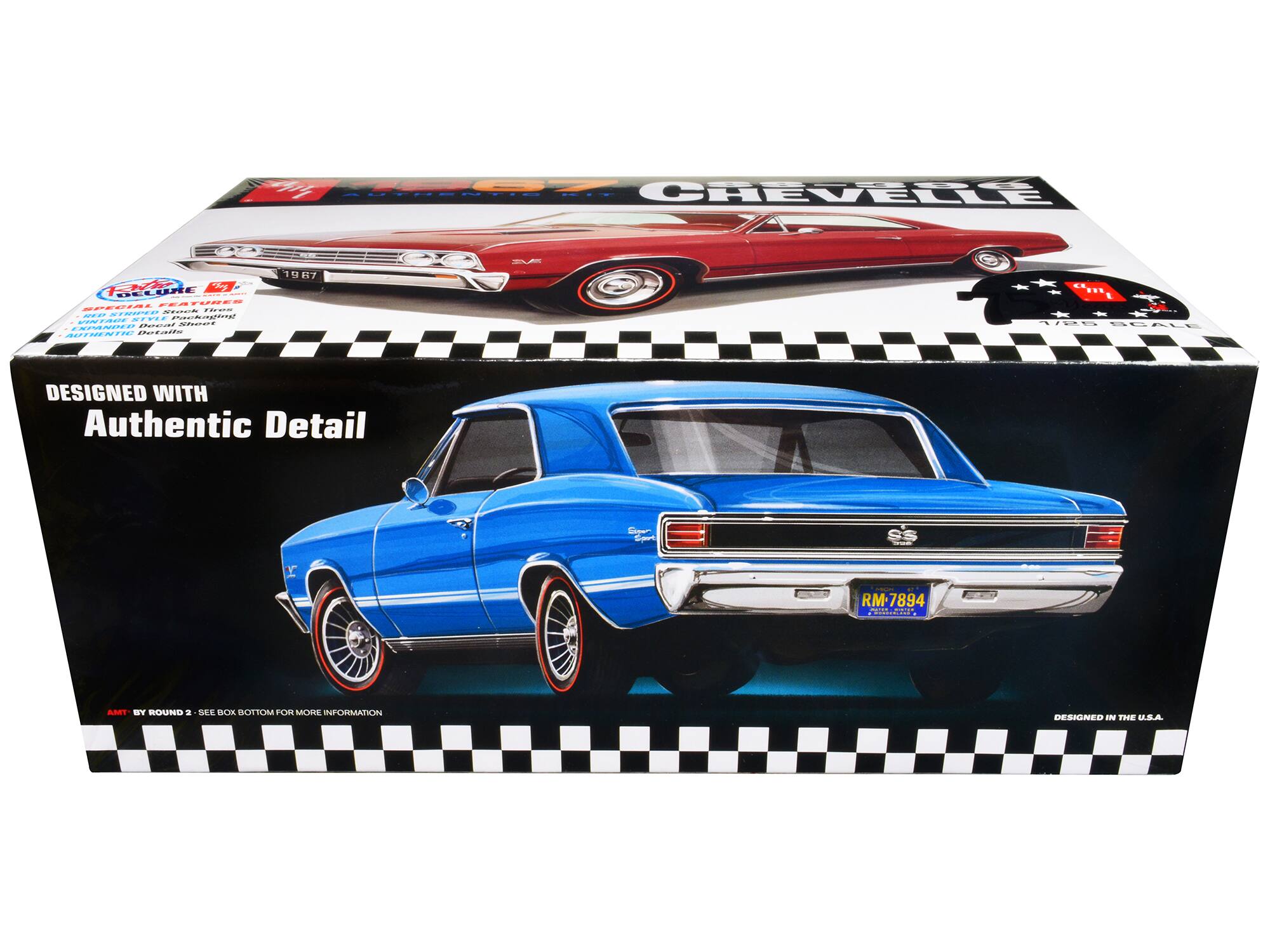 CHEVELLE 1967  
DESIGNED WITH Authentic Detail  
RM-7894  
DESIGNED IN THE U.S.A.  
AMT BY ROUND 2 - SEE BOX BOTTOM FOR MORE INFORMATION