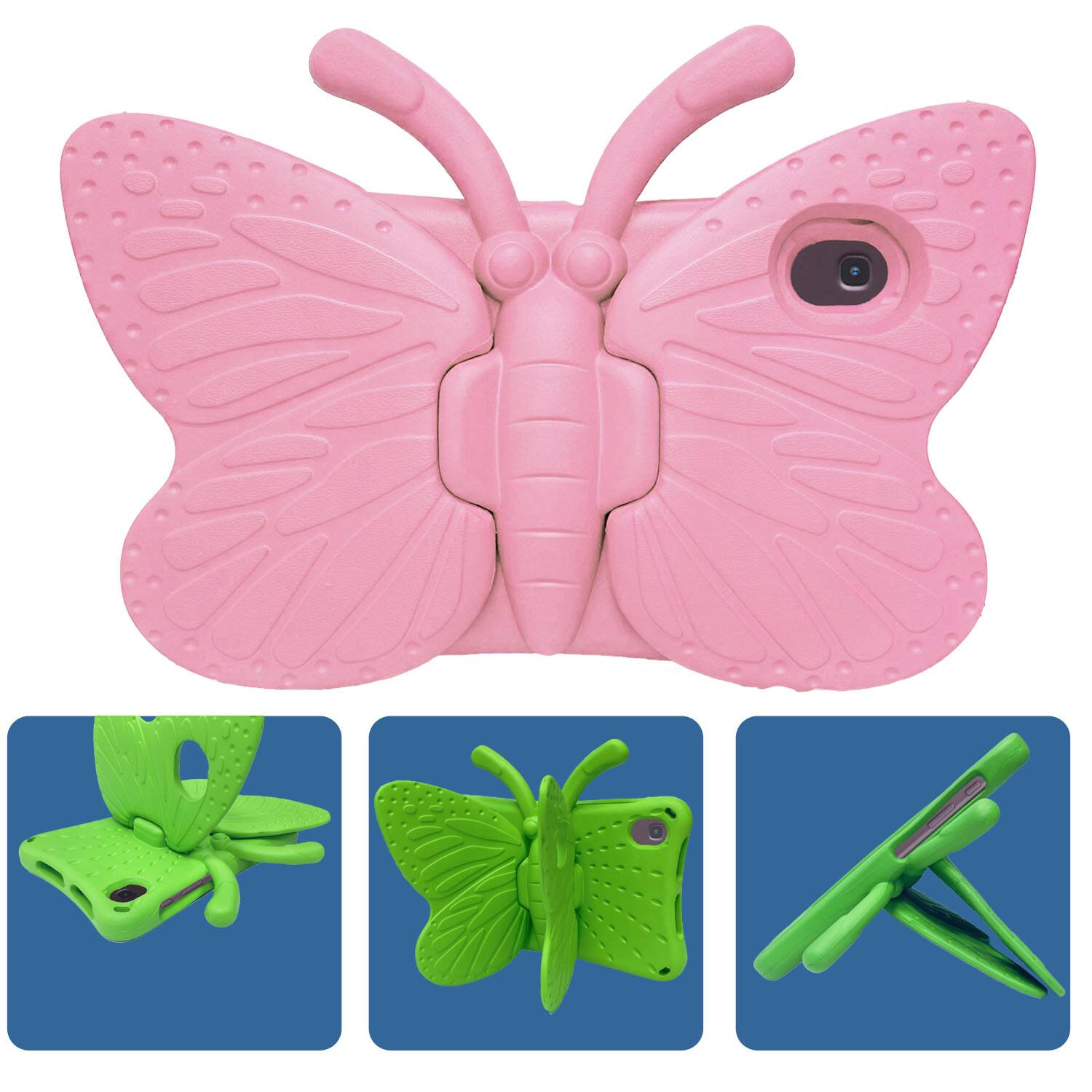 Left. Dteck - For Samsung Galaxy Tab A9 2023 8.7-inch Kid Case Butterfly Kickstand Light EVA Full Body Drop Protective Cover - Pink.