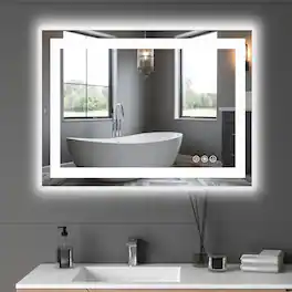 Lirago - 20"x28" Anti-Fog LED Bathroom MirrorDual Light SourceThree Lighting Modes - Clear