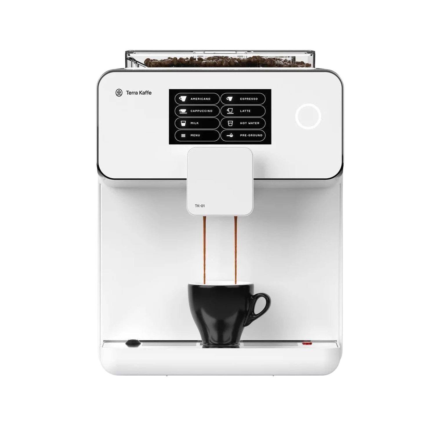 Terra Kaffe  
AMERICANO  
ESPRESSO  
LATTE  
HOT WATER  
MILK  
MENU  
TK-01