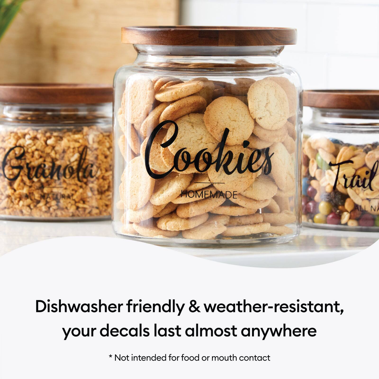 Granola Cookies Trail HOMEMADE

Dishwasher friendly & weather-resistant, your decals last almost anywhere

* Not intended for food or mouth contact