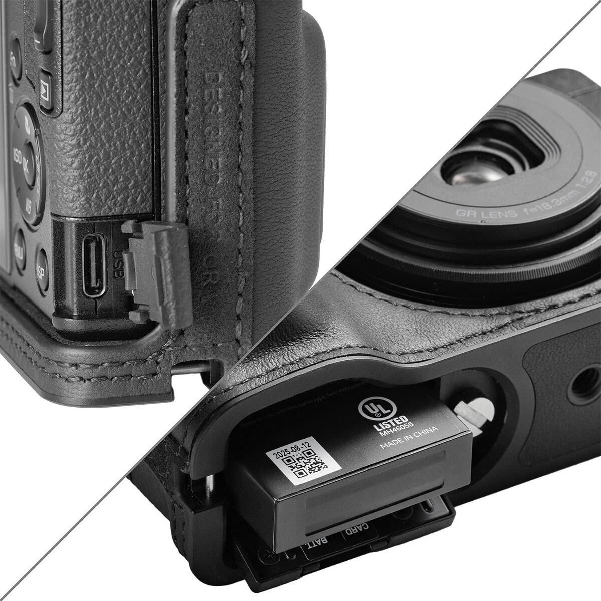 USB DESIGNED FOR 1:2.8 GR LENS f=18.3mm 08-12 2025 UL do MH46056 IN CHINA MADE BATT CARD