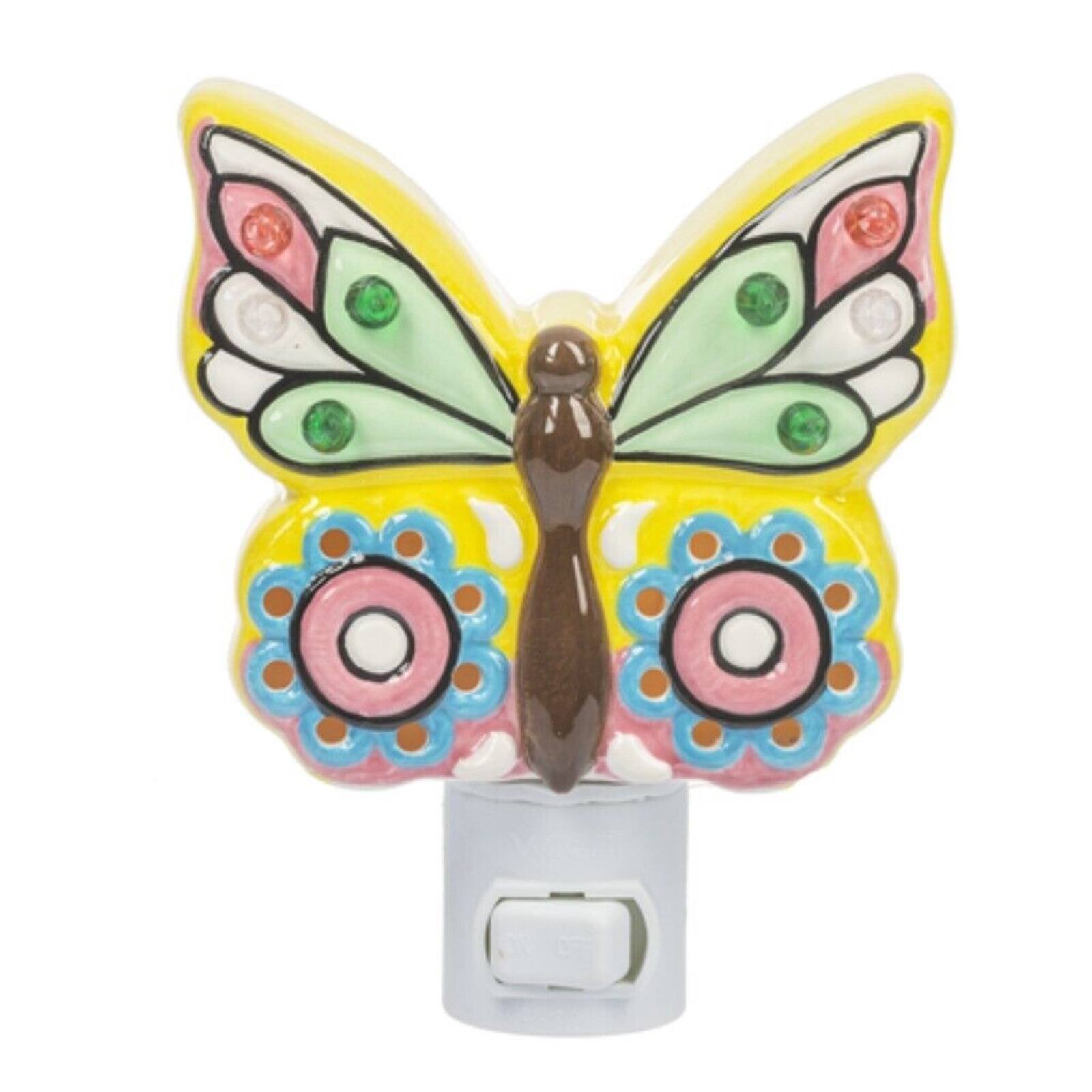 Angle. Ganz - Ganz Multicolor Butterfly Ceramic Plug in Night Light 5.25 Inch - Multicolor.